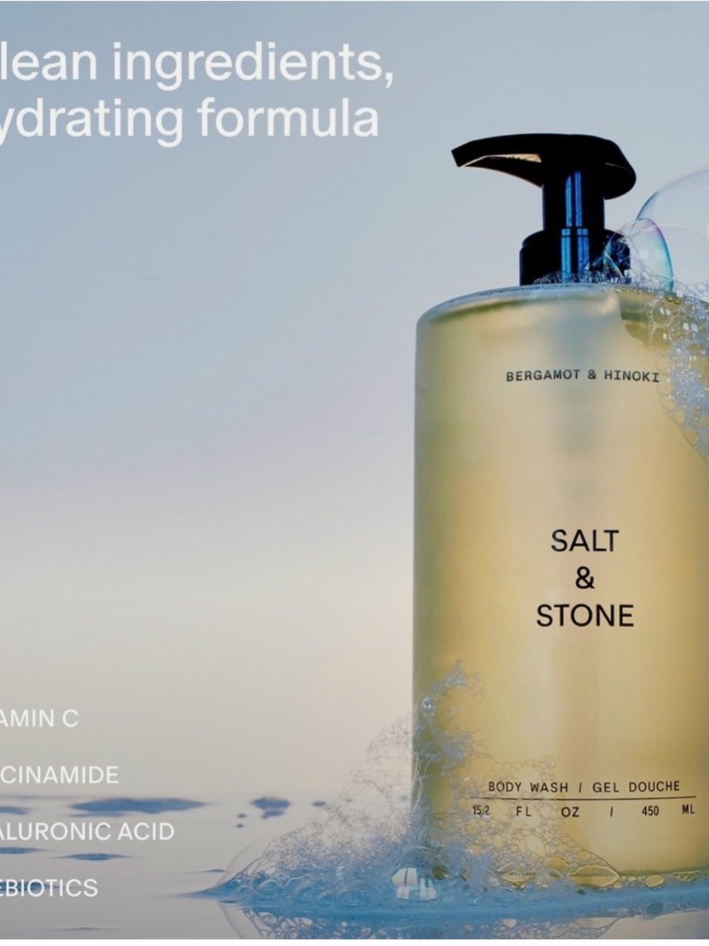 Salt & Stone Bergamot & Hinoki Body Wash 15.2 oz - Picture 2 of 4